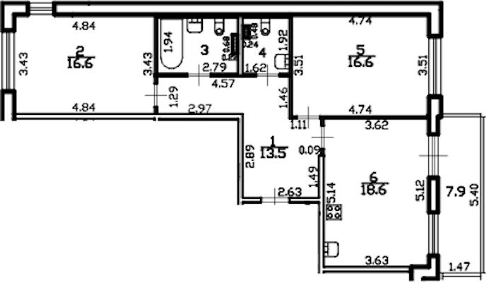 2-комнатная квартира 76 м², 4/4 эт., ЖК «Riviera Club»